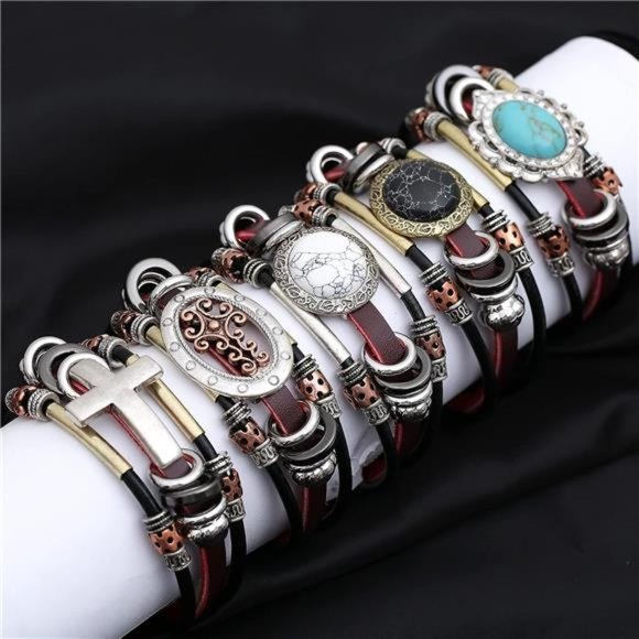 Leather Bracelets for Women Multilayer Bracelets for Women with Genuine Leather - Picture 4 of 6